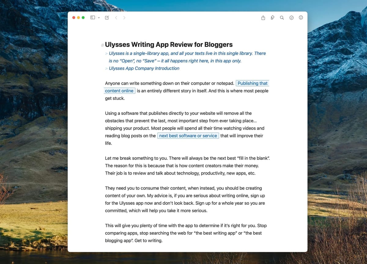 Ulysses Writing App Review for Bloggers